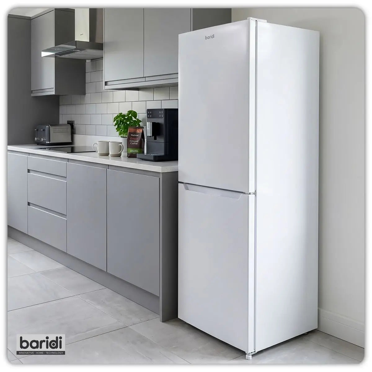 Baridi 50/50 Smart Frost Fridge Freezer 254L Capacity – White  White Rose Tools