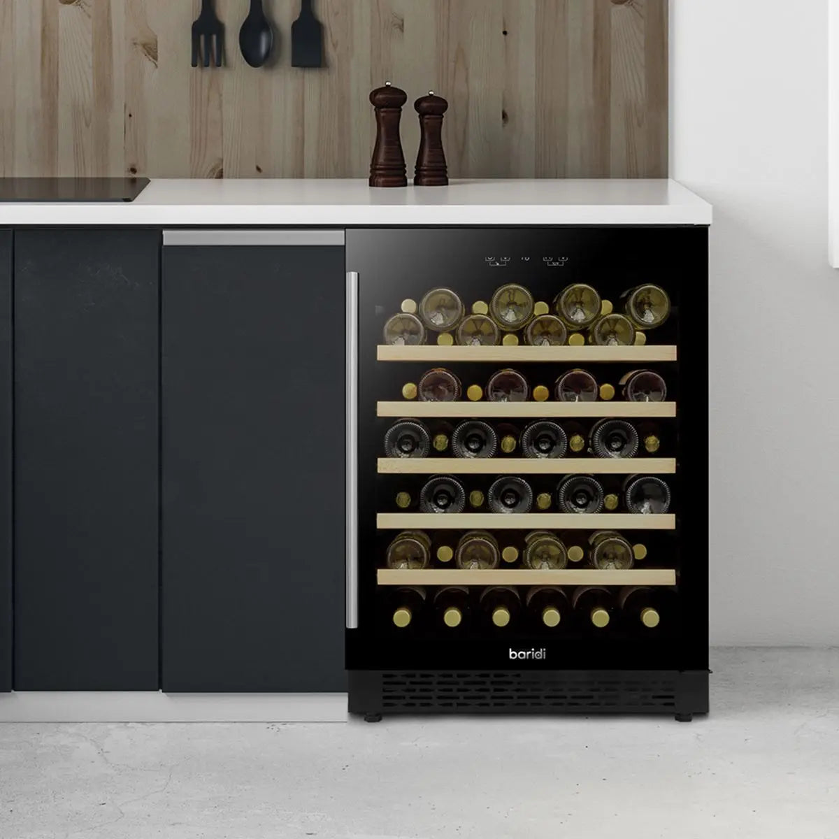 Baridi 54 Bottle Wine Cellar Fridge with Digital Touch Screen Controls, Black  White Rose Tools