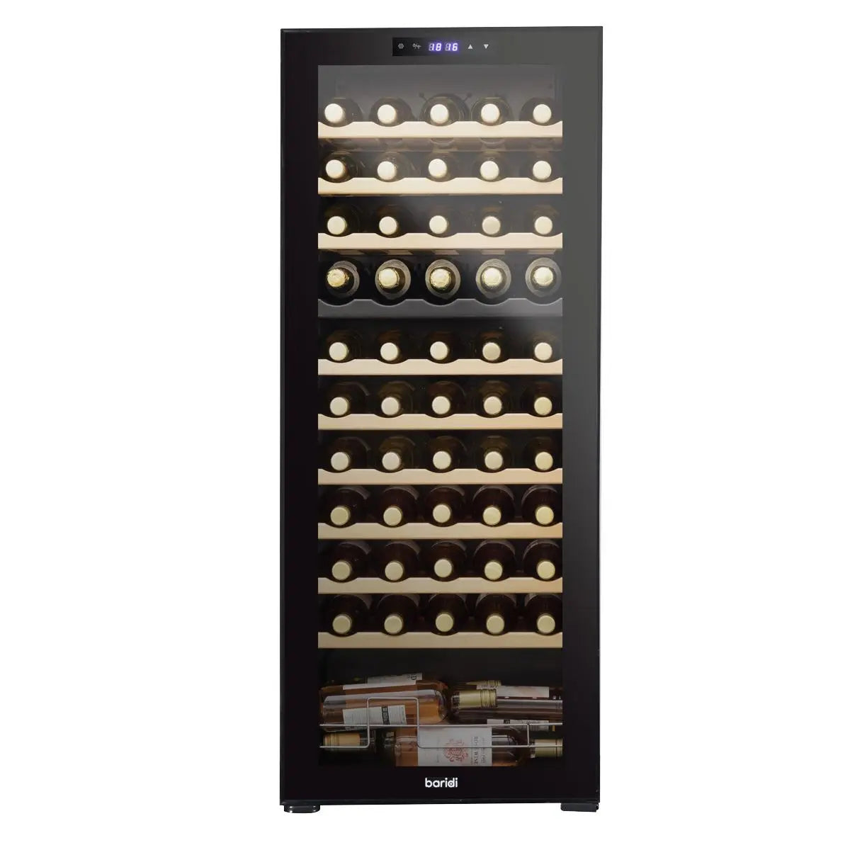 Baridi 55 Bottle Dual Zone Wine Cooler, Fridge with Digital Touchscreen Controls, Wooden Shelves & LED Light, Black  White Rose Tools