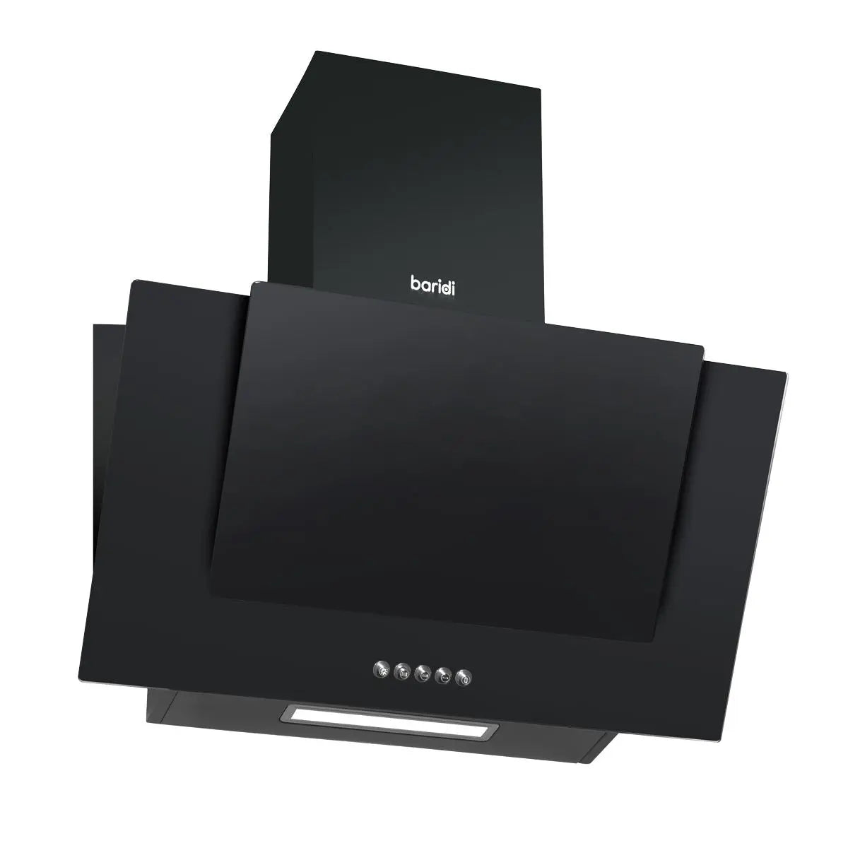 Baridi 60cm Angled Chimney Cooker Hood with Carbon Filters, LED Lamp, Energy Class B, Black Glass  White Rose Tools