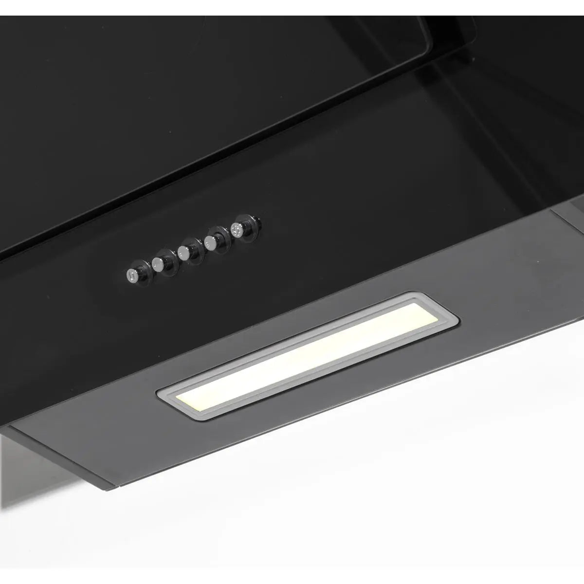 Baridi 60cm Angled Chimney Cooker Hood with Carbon Filters, LED Lamp, Energy Class B, Black Glass  White Rose Tools