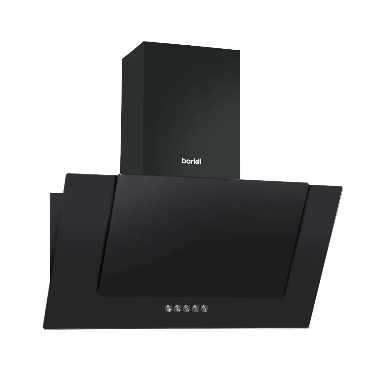 Baridi 60cm Angled Chimney Cooker Hood with Carbon Filters, LED Lamp, Energy Class B, Black Glass  White Rose Tools