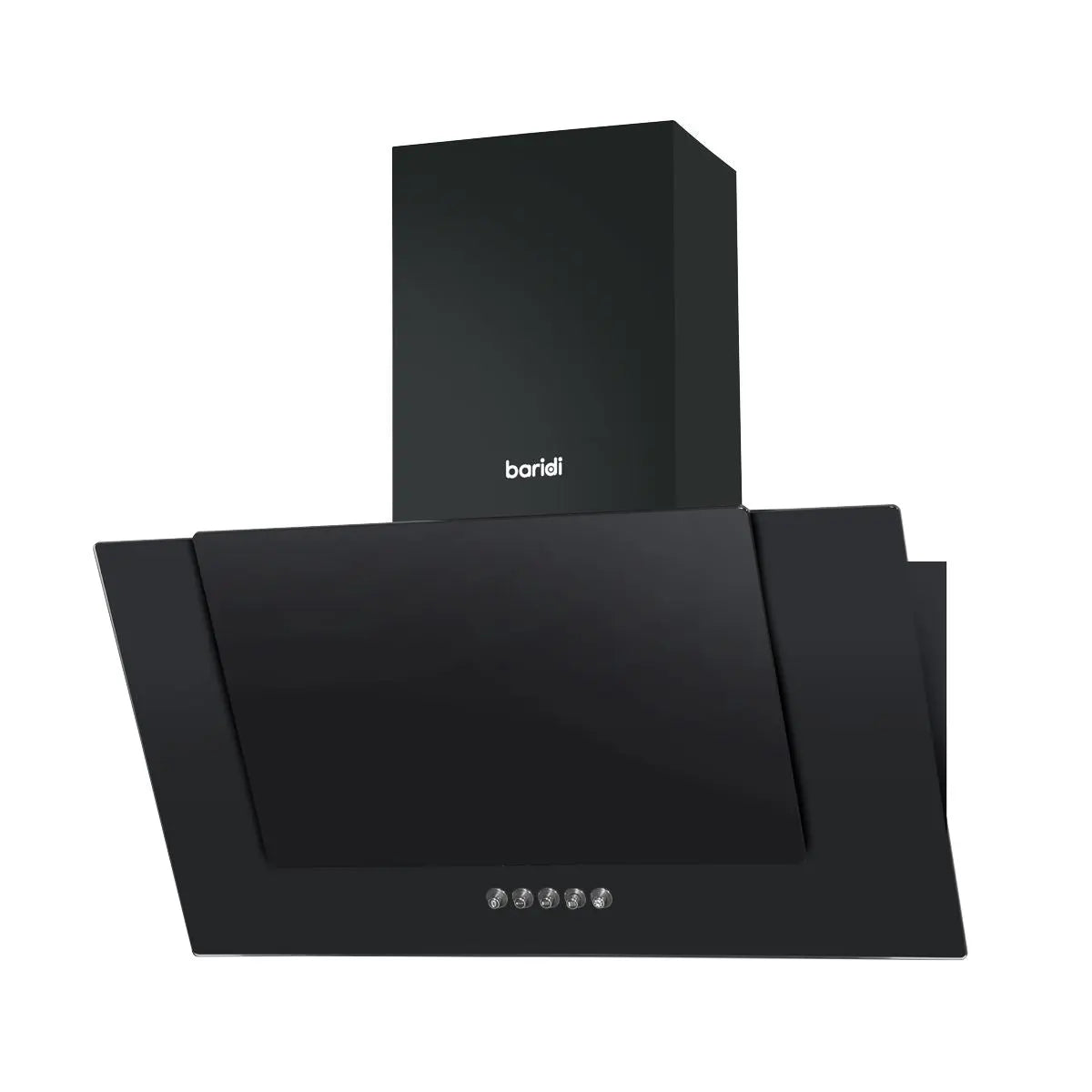 Baridi 60cm Angled Chimney Cooker Hood with Carbon Filters, LED Lamp, Energy Class B, Black Glass  White Rose Tools