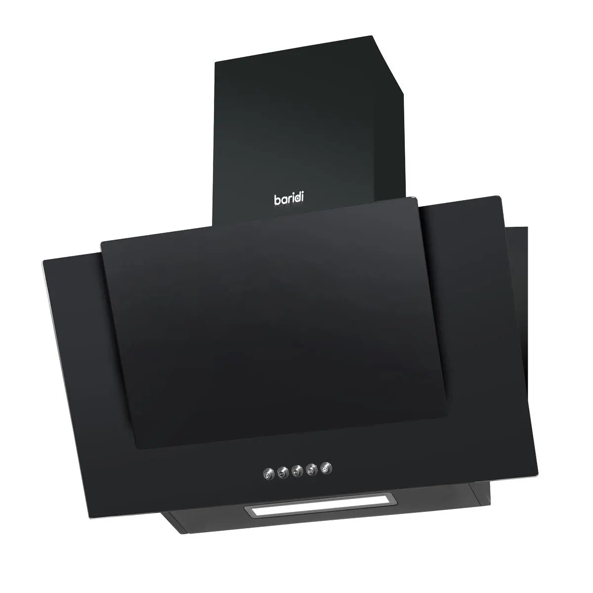 Baridi 60cm Angled Chimney Cooker Hood with Carbon Filters, LED Lamp, Energy Class B, Black Glass  White Rose Tools