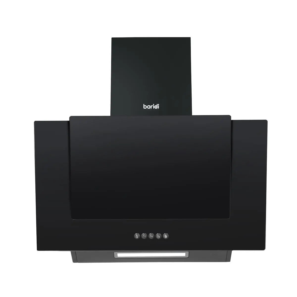 Baridi 60cm Angled Chimney Cooker Hood with Carbon Filters, LED Lamp, Energy Class B, Black Glass  White Rose Tools