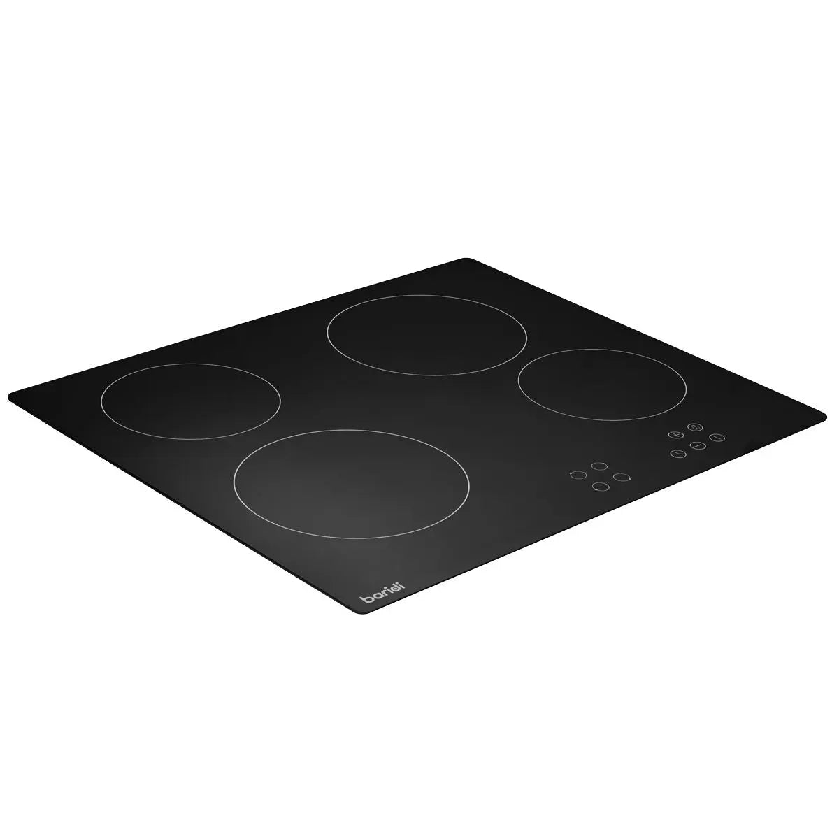 Baridi 60cm Built-In Ceramic Hob 4 Cooking Zones, Black Glass, 6000W with Touch Controls, Timer  White Rose Tools