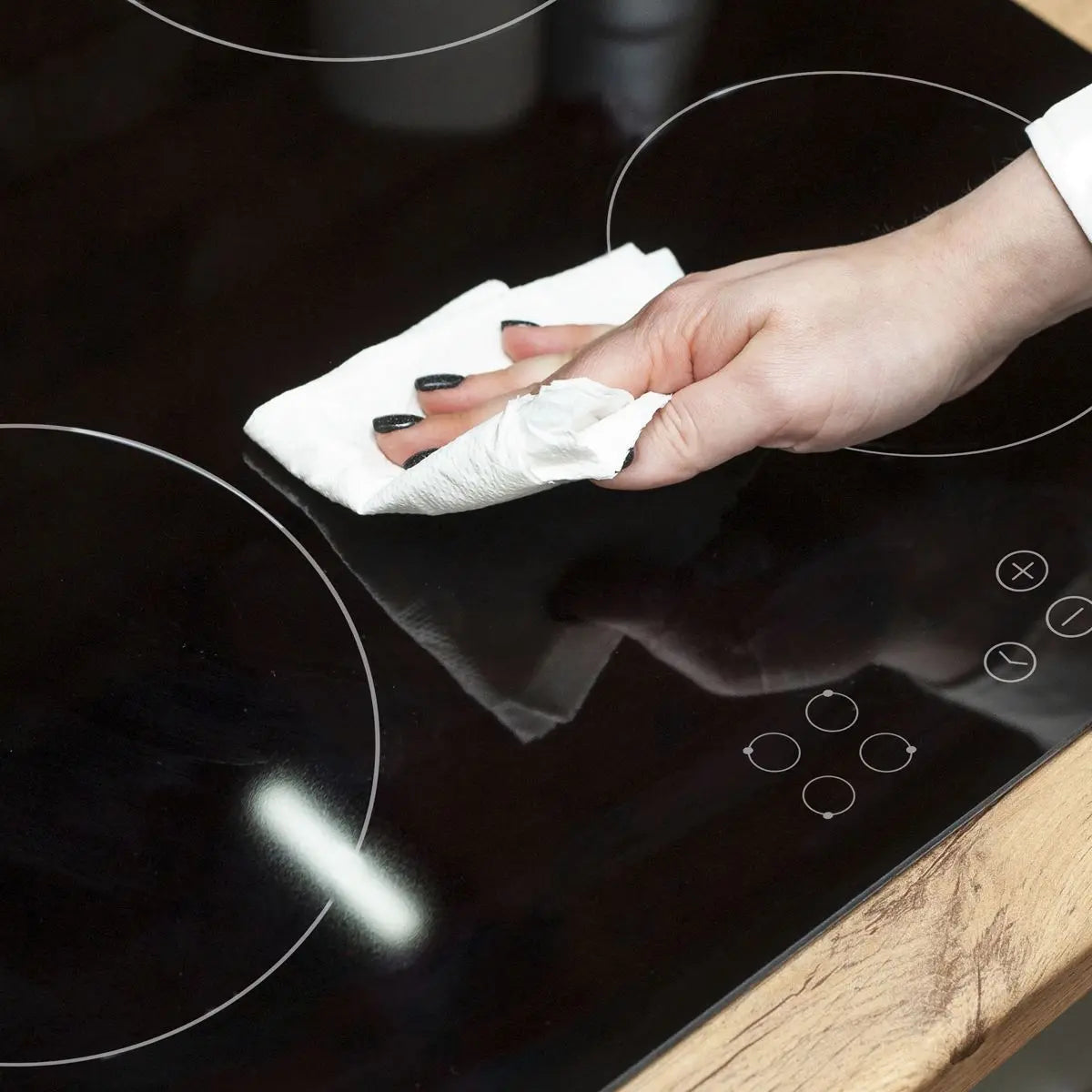 Baridi 60cm Built-In Ceramic Hob 4 Cooking Zones, Black Glass, 6000W with Touch Controls, Timer  White Rose Tools
