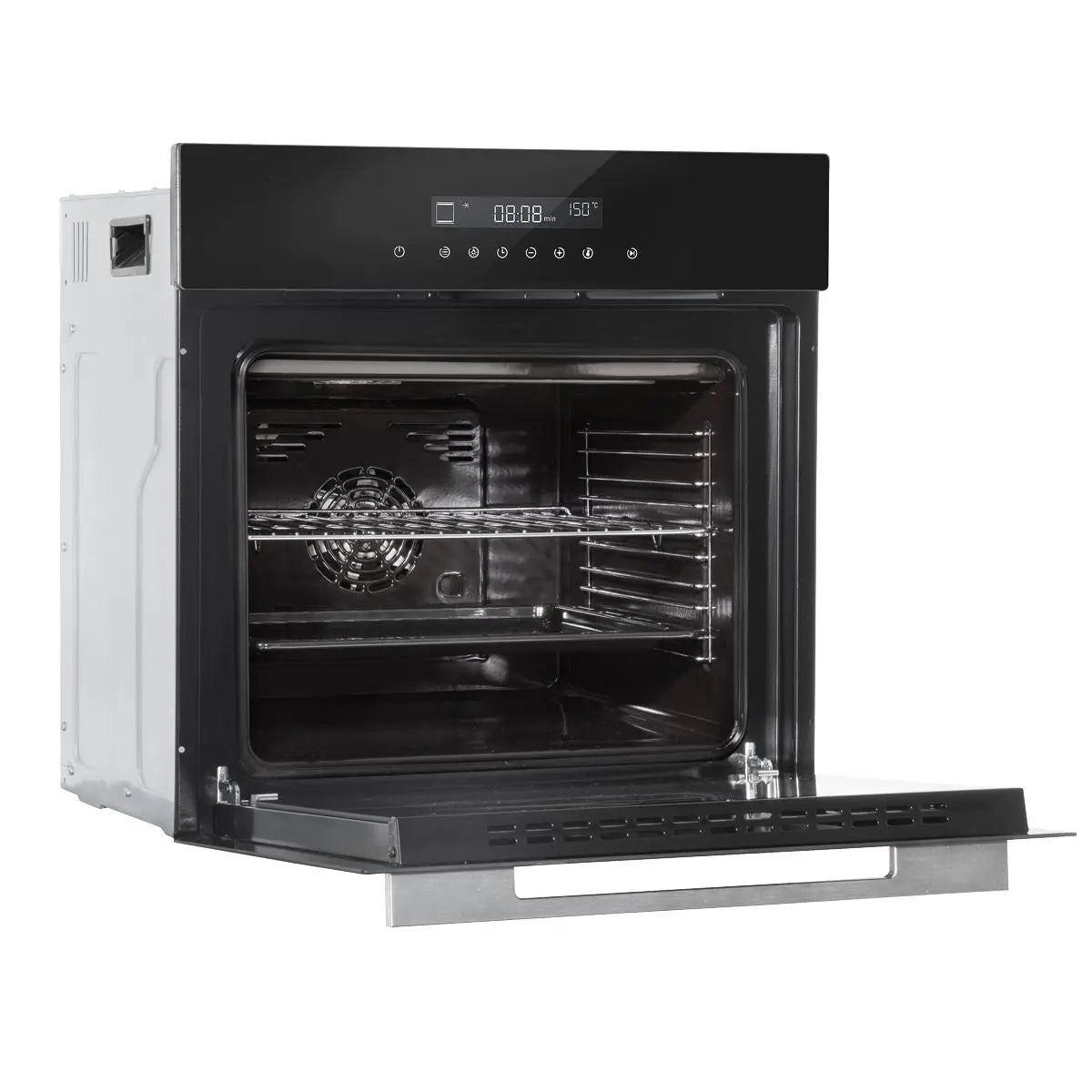 Baridi 60cm Built-In Fan Assisted, Single, Integrated 10 Function Electric Oven, Touchscreen Controls, 72L Capacity, Black  White Rose Tools