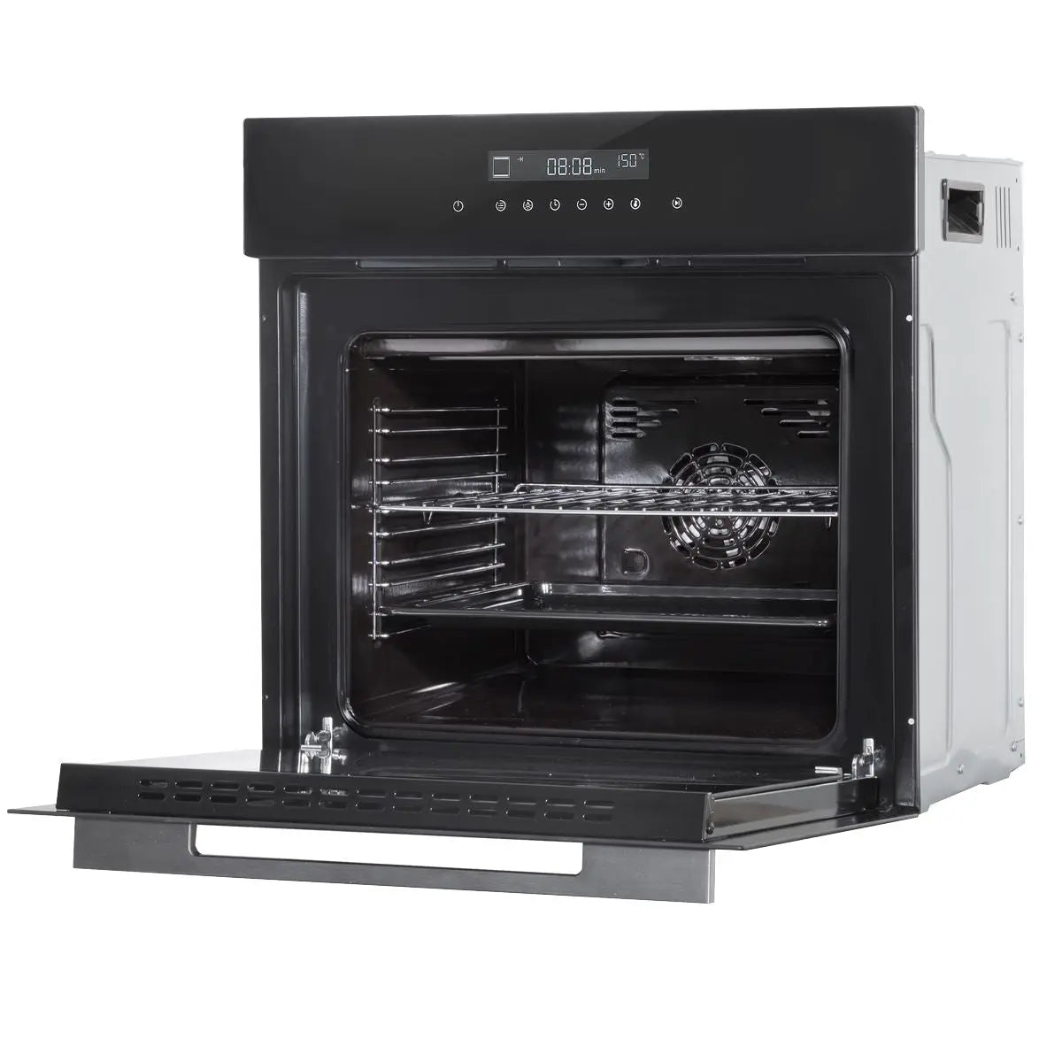 Baridi 60cm Built-In Fan Assisted, Single, Integrated 10 Function Electric Oven, Touchscreen Controls, 72L Capacity, Black  White Rose Tools