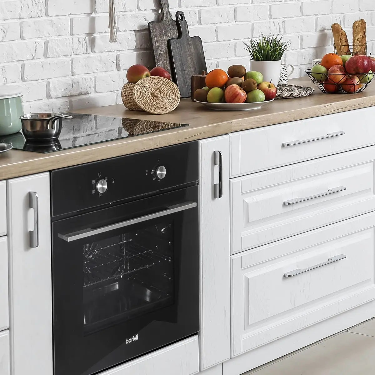 Baridi 60cm Built-In Five Function Fan Assisted Oven, 55L Capacity, Black  White Rose Tools