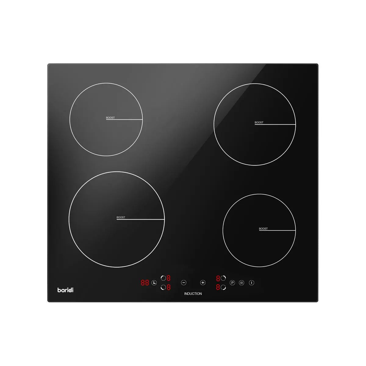 Baridi 60cm Built-In Induction Hob with 4 Cooking Zones, 2800W, Boost Function, 9 Power Levels, Touch Control, Timer, supplied with 13A Plug  White Rose Tools