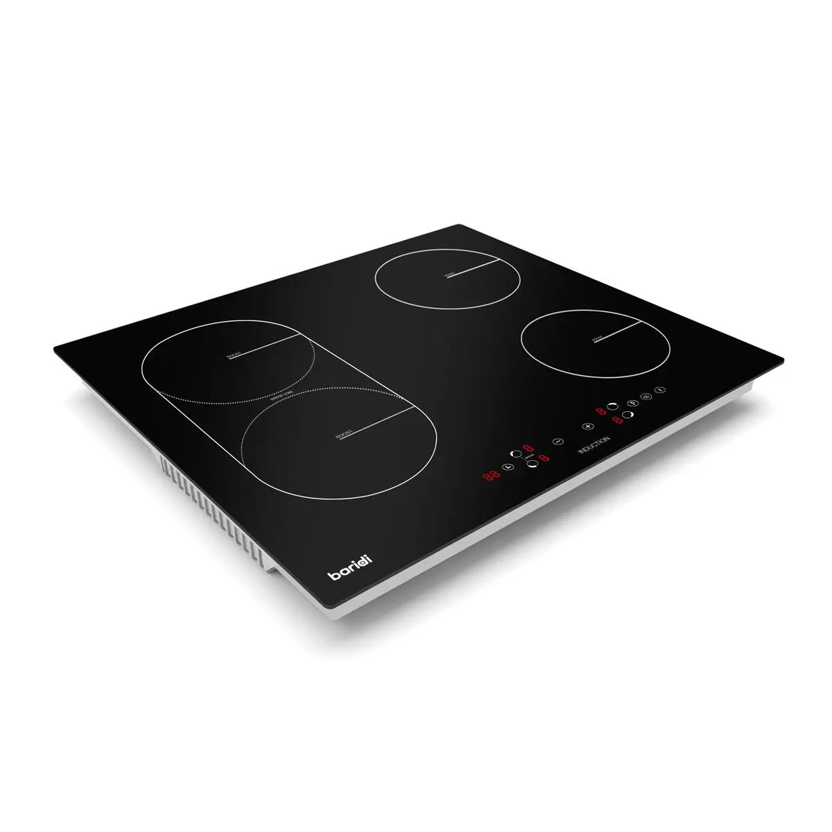 Baridi 60cm Built-In Induction Hob with Bridge Zone, 4 Cooking Zones, 2800W, Boost Function, 9 Power Levels, Touch Control & Timer  White Rose Tools