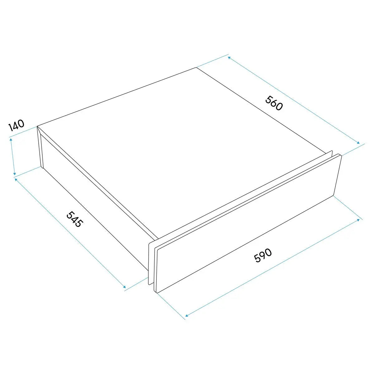 Baridi 60cm Built-In Warming Drawer, Push-to-Open, Anti-Slip Mat, Black/Stainless Steel  White Rose Tools