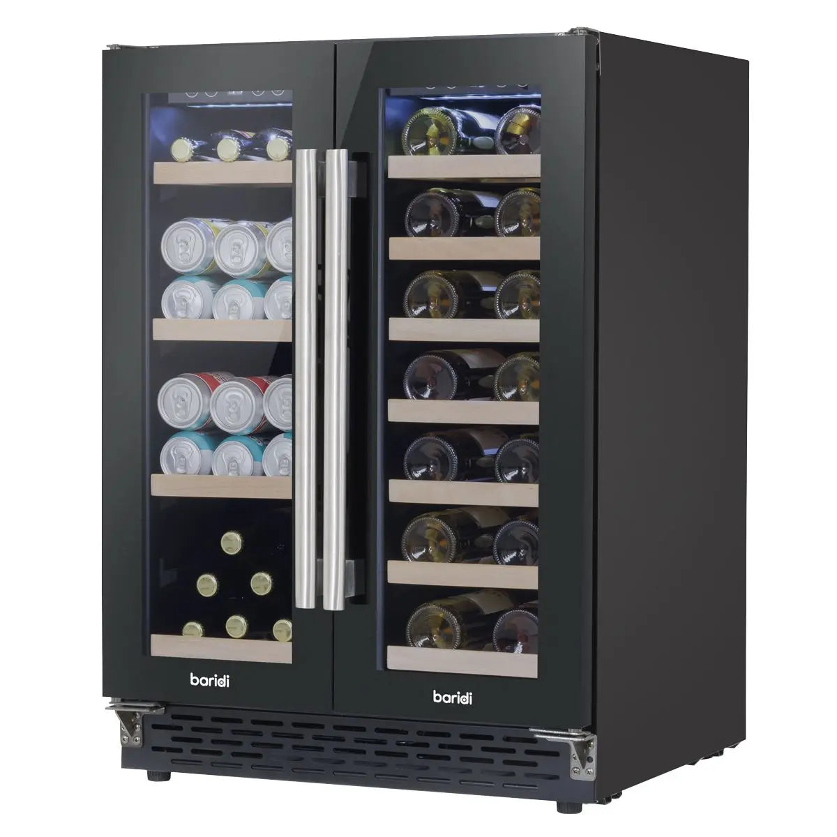 Baridi 60cm Dual Zone Wine Cooler and Drinks Fridge 40 Bottle/120 Can Built-In Under Counter/Freestanding Glass Fronted Bar Drinks Fridge Chiller  White Rose Tools