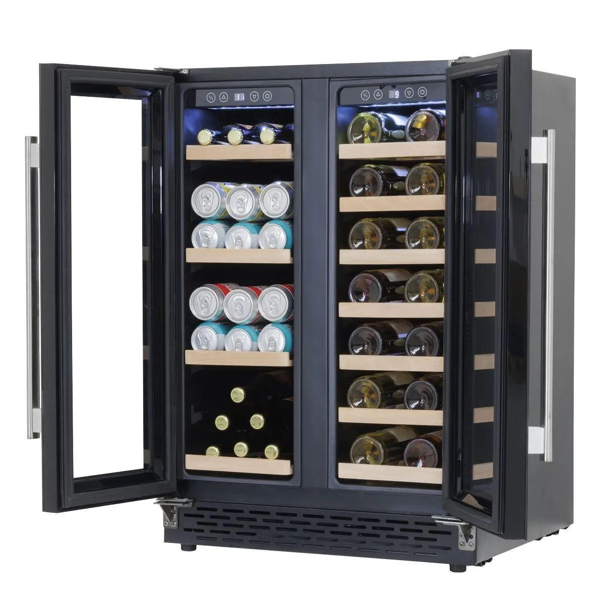 Baridi 60cm Dual Zone Wine Cooler and Drinks Fridge 40 Bottle/120 Can Built-In Under Counter/Freestanding Glass Fronted Bar Drinks Fridge Chiller  White Rose Tools