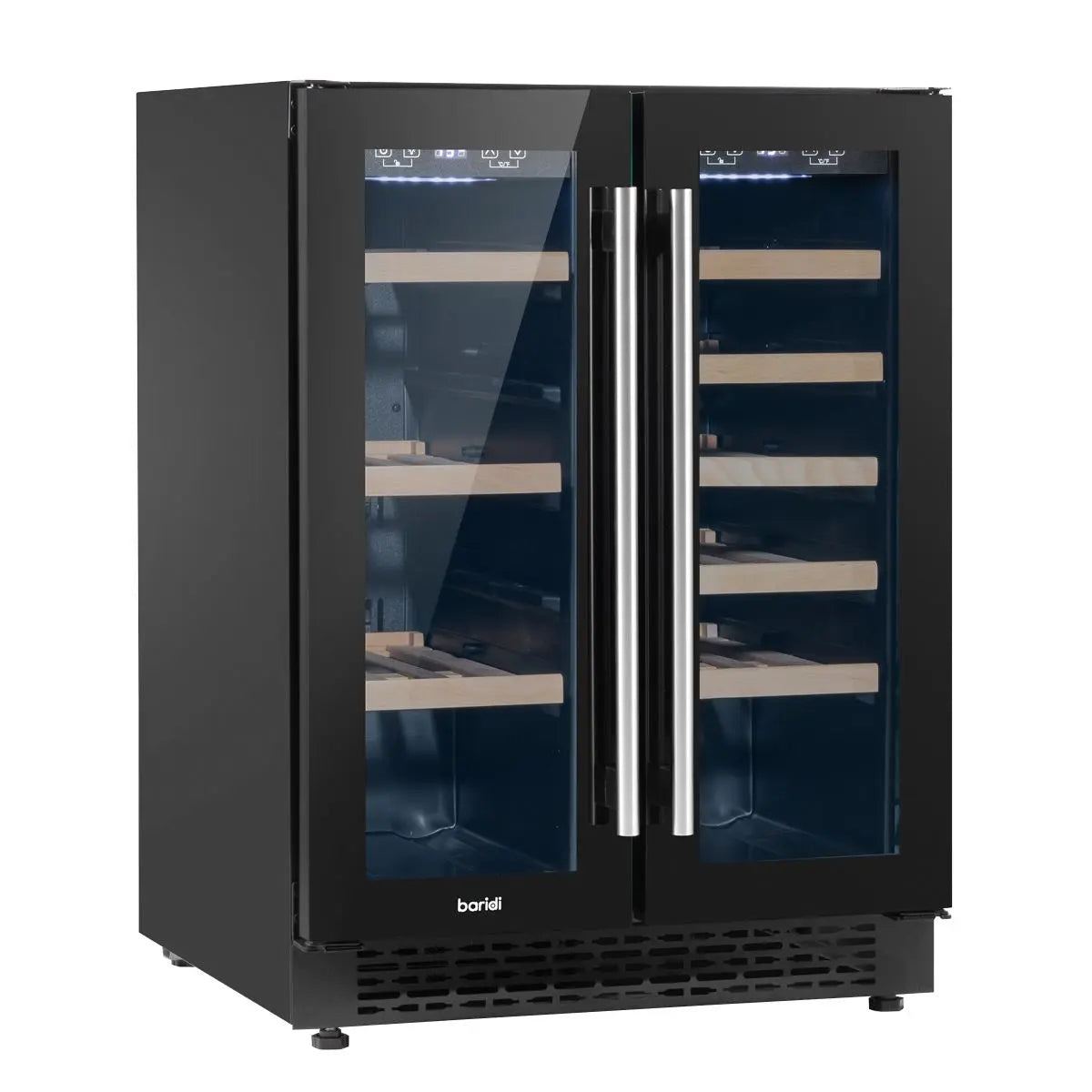 Baridi 60cm Dual Zone Wine Cooler and Drinks Fridge 40 Bottle/120 Can Built-In Under Counter/Freestanding Glass Fronted Bar Drinks Fridge Chiller  White Rose Tools