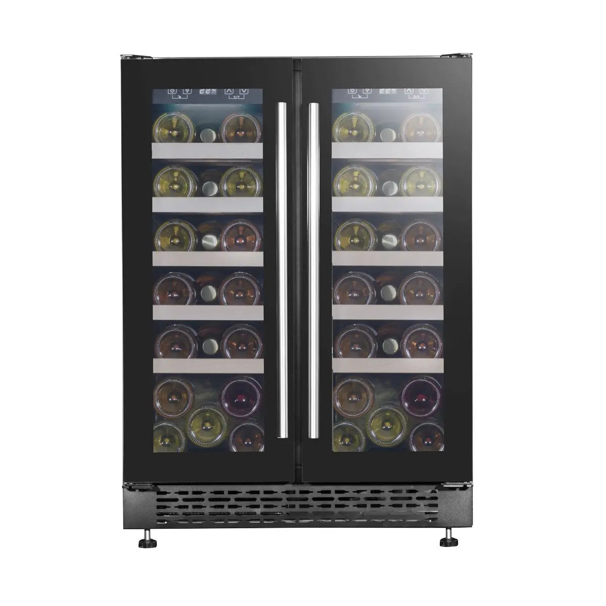 Baridi 60cm Dual Zone Wine Cooler and Drinks Fridge 40 Bottle/120 Can Built-In Under Counter/Freestanding Glass Fronted Bar Drinks Fridge Chiller  White Rose Tools