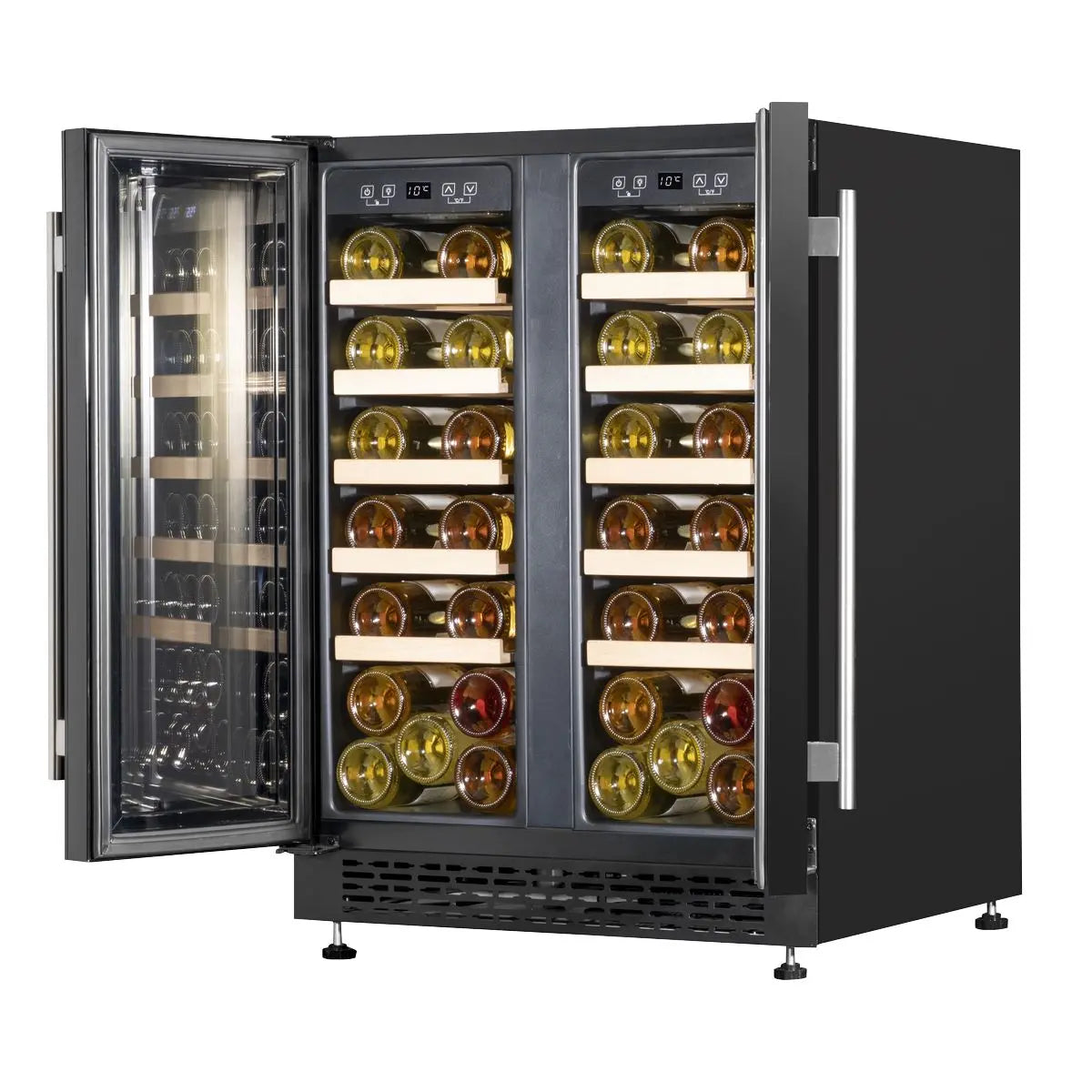 Baridi 60cm Dual Zone Wine Cooler and Drinks Fridge 40 Bottle/120 Can Built-In Under Counter/Freestanding Glass Fronted Bar Drinks Fridge Chiller  White Rose Tools