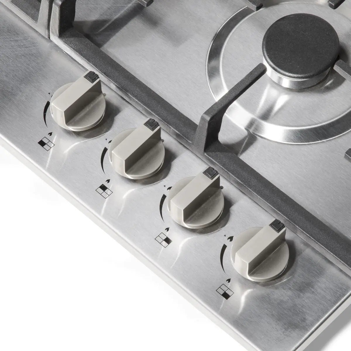 Baridi 60cm Gas Hob, 4 Burner and Cast Iron Pan Supports, Stainless Steel  White Rose Tools