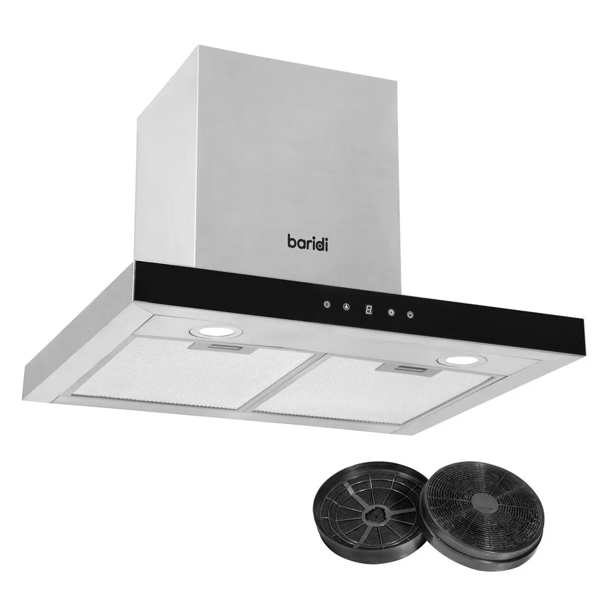 Baridi 60cm T-Shape Chimney Cooker Hood with Carbon Filters, Stainless Steel  White Rose Tools