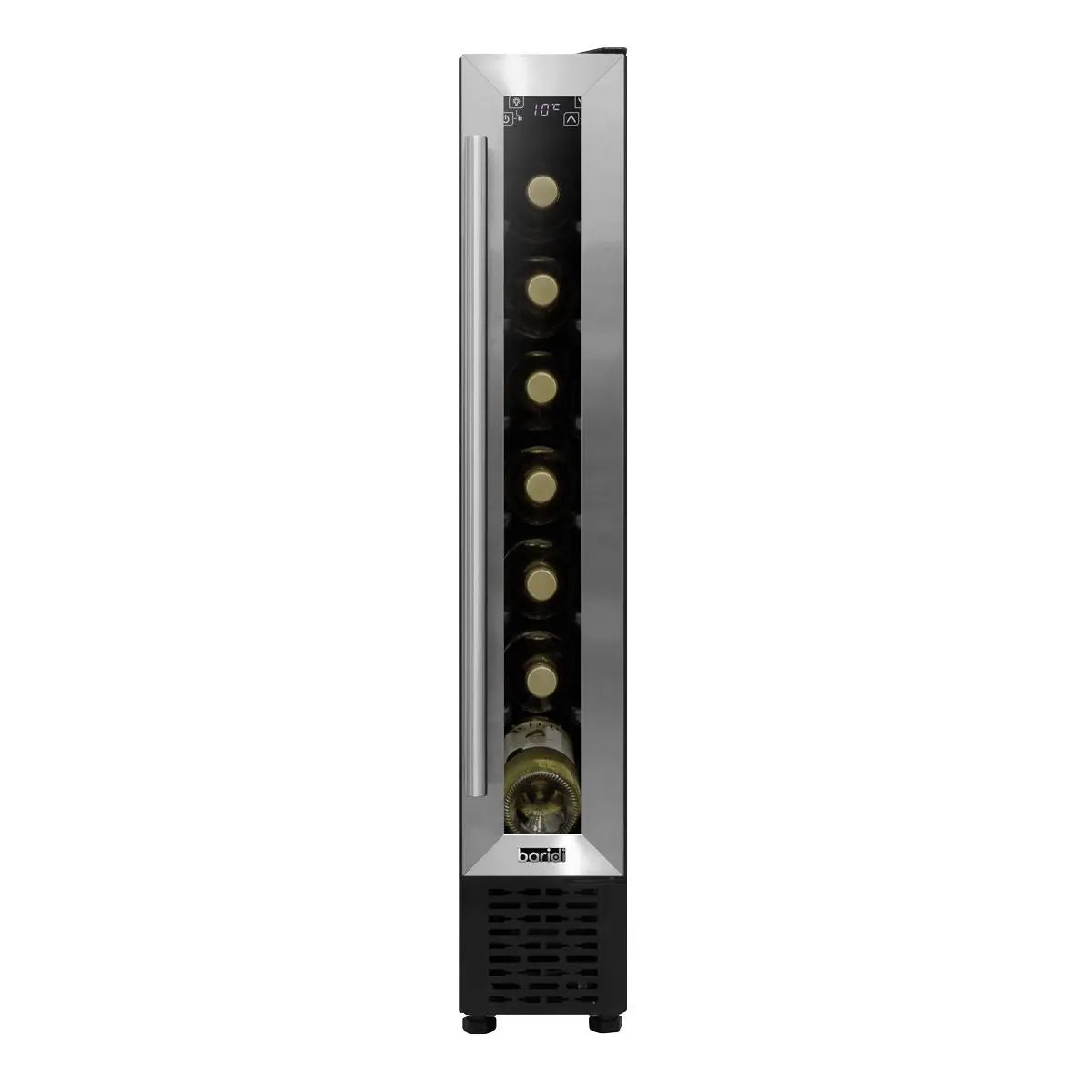 Baridi 7 Bottle 15cm Slim Wine Cooler with Digital Touchscreen Controls, Stainless Steel  White Rose Tools