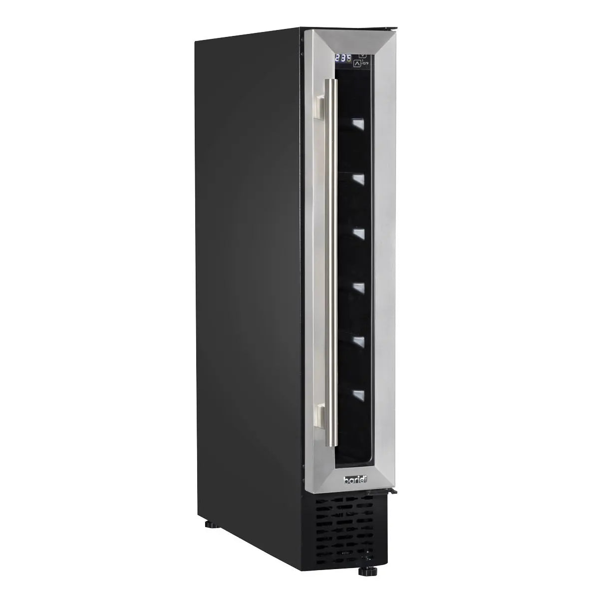 Baridi 7 Bottle 15cm Slim Wine Cooler with Digital Touchscreen Controls, Stainless Steel  White Rose Tools