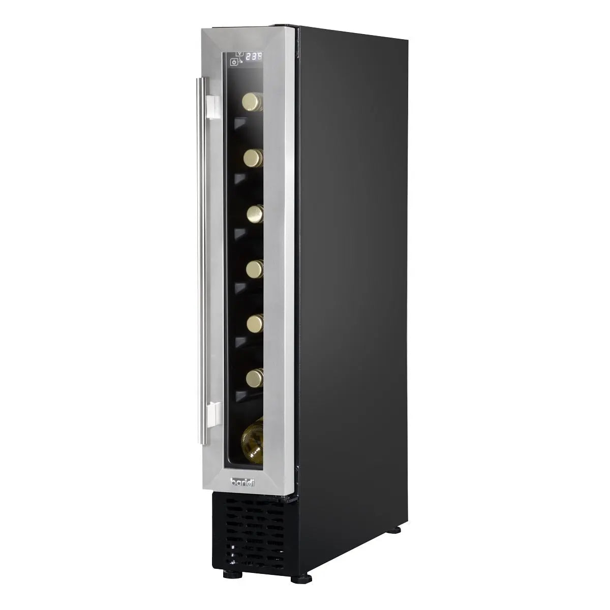 Baridi 7 Bottle 15cm Slim Wine Cooler with Digital Touchscreen Controls, Stainless Steel  White Rose Tools