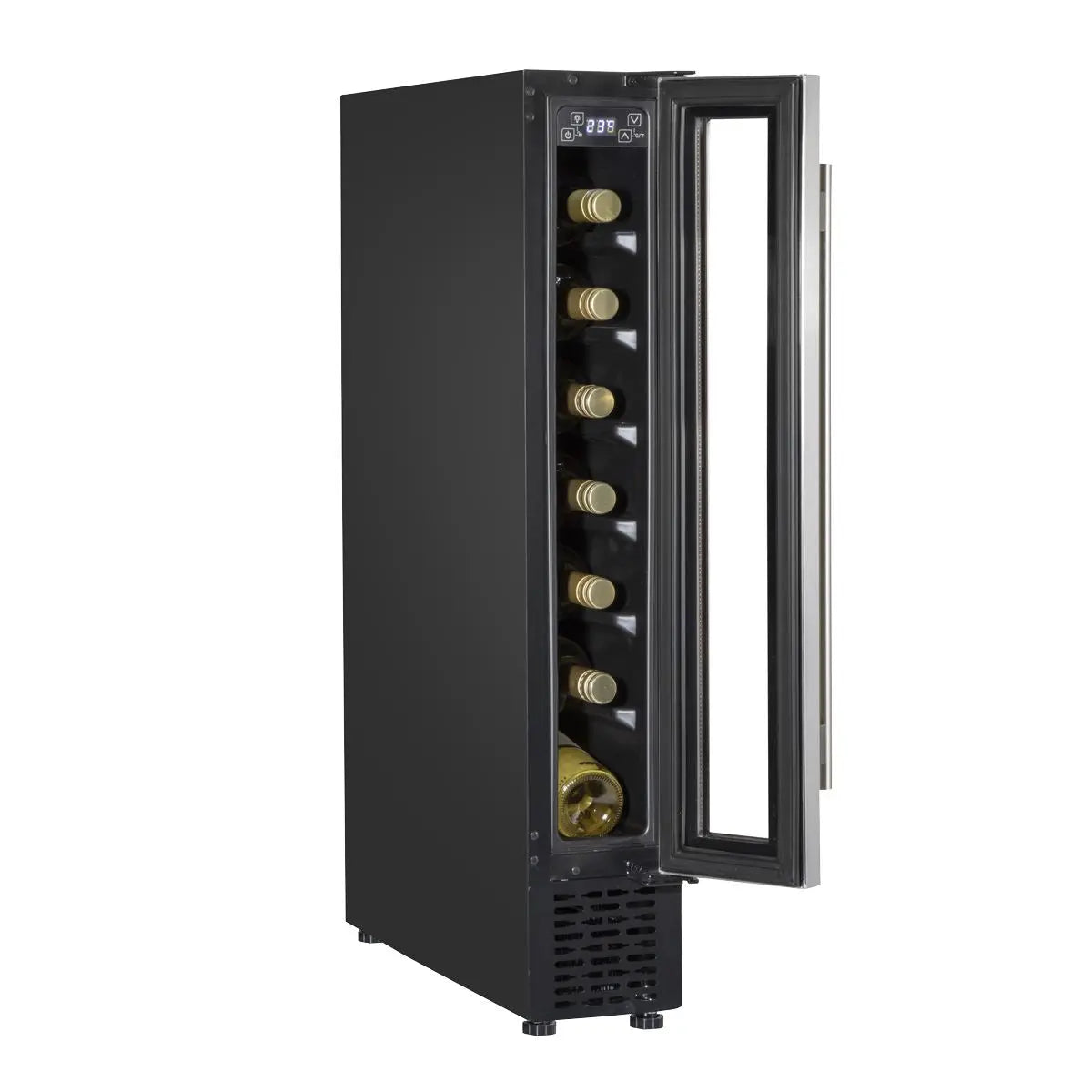 Baridi 7 Bottle 15cm Slim Wine Cooler with Digital Touchscreen Controls, Stainless Steel  White Rose Tools