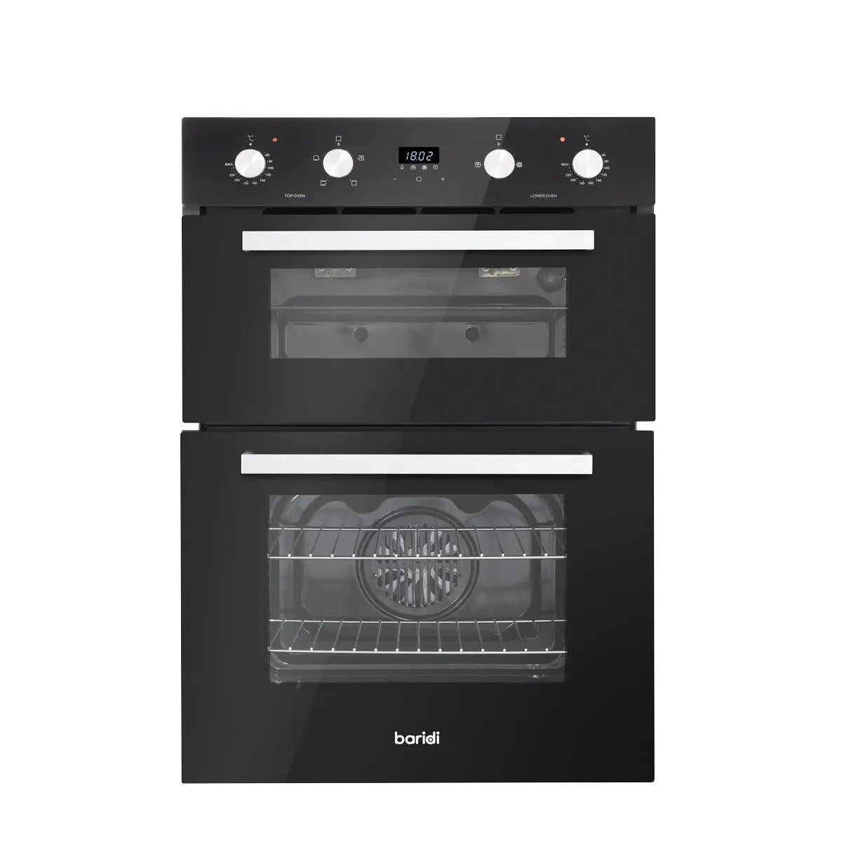 Baridi 72cm Built-Under Double Oven, 74L Capacity, Energy Rating A - Black  White Rose Tools
