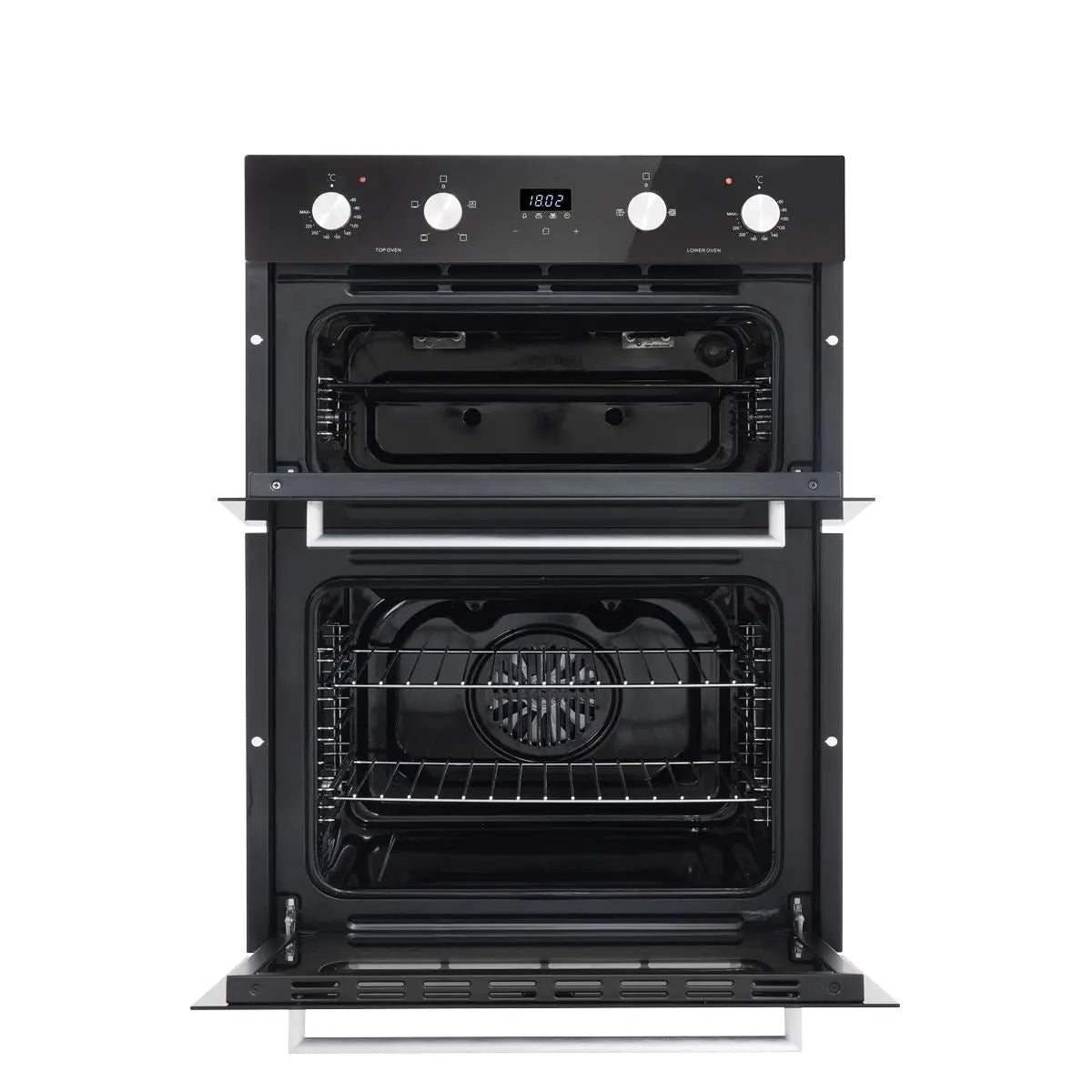 Baridi 72cm Built-Under Double Oven, 74L Capacity, Energy Rating A - Black  White Rose Tools