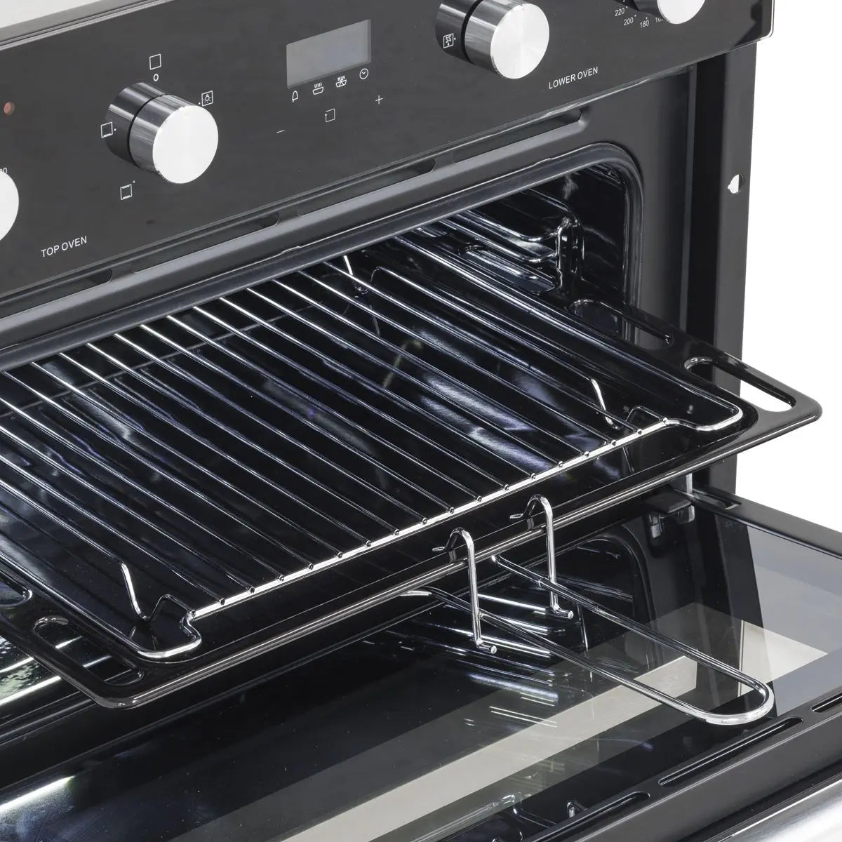 Baridi 72cm Built-Under Double Oven, 74L Capacity, Energy Rating A - Black  White Rose Tools