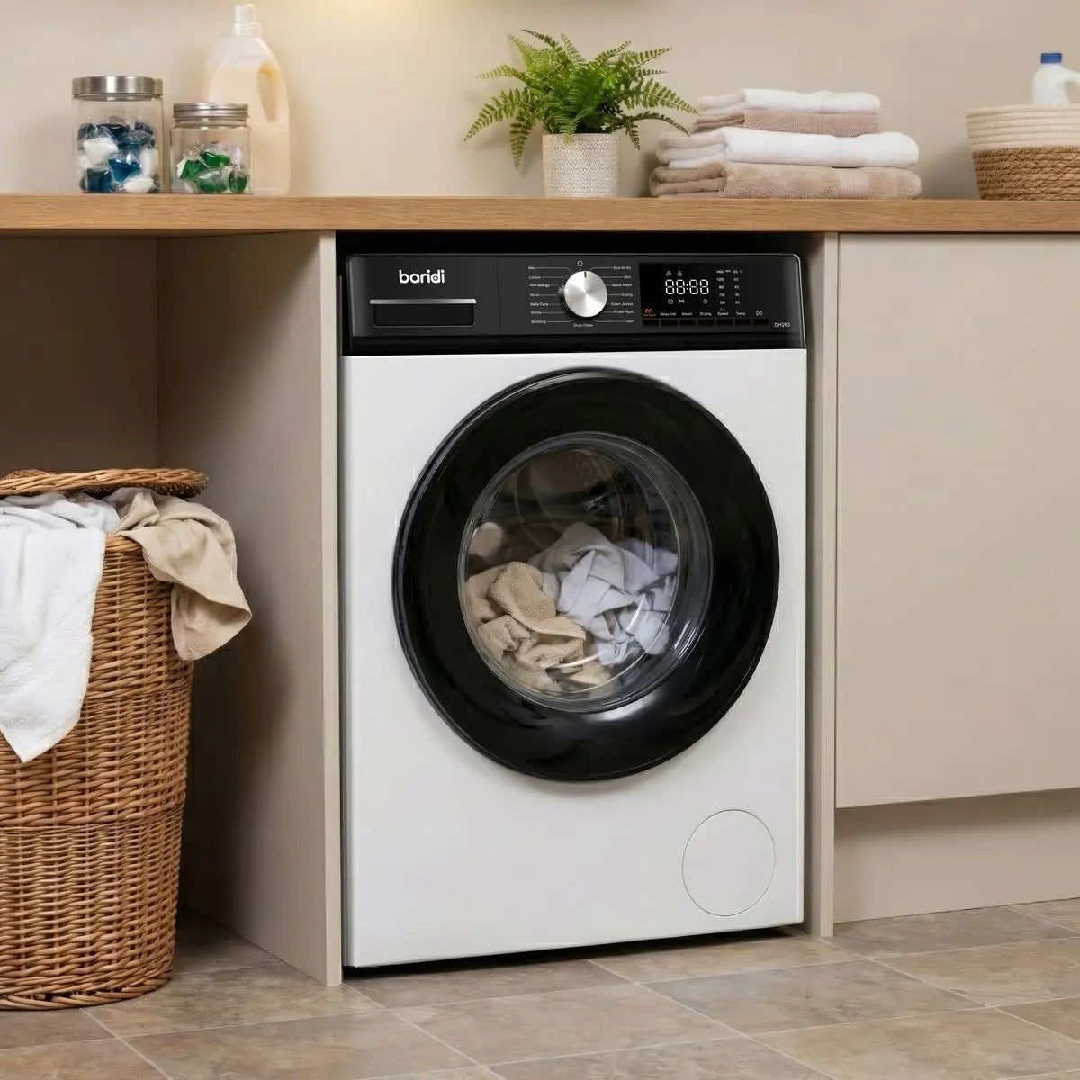 Baridi 8/5kg Washer Dryer, Front Loading, 1400rpm Energy Rating A – White  White Rose Tools