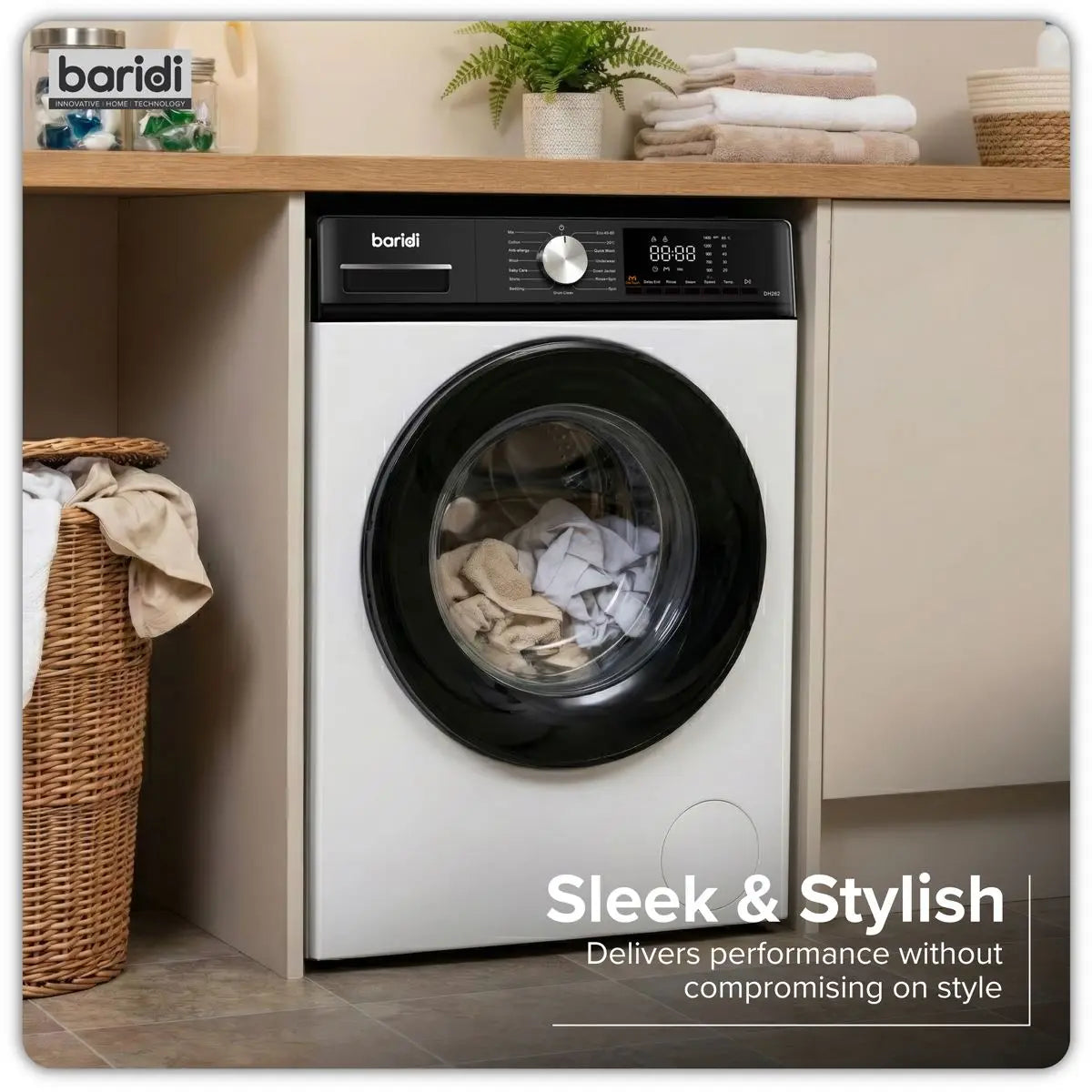 Baridi 8kg Washing Machine, Front Loading, 1400rpm Energy Rating A – White  White Rose Tools