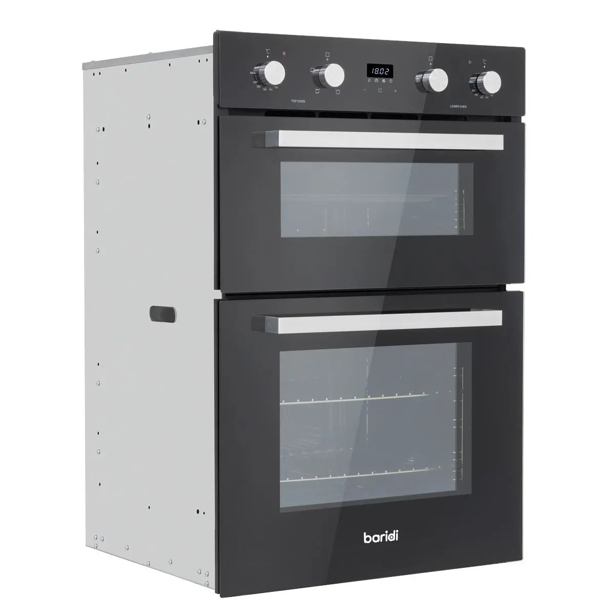 Baridi 90cm Built-In Double Oven, 88L Capacity, Energy Rating A - Black  White Rose Tools