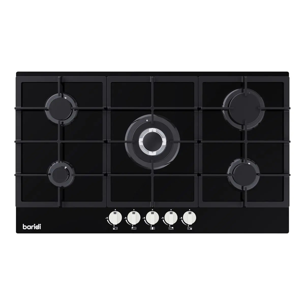 Baridi 90cm Gas Hob Glass with 5 Burners, Cast Iron Supports & Auto Ignition 11kW  White Rose Tools