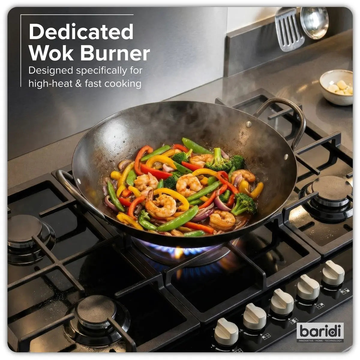 Baridi 90cm Gas Hob Glass with 5 Burners, Cast Iron Supports & Auto Ignition 11kW  White Rose Tools