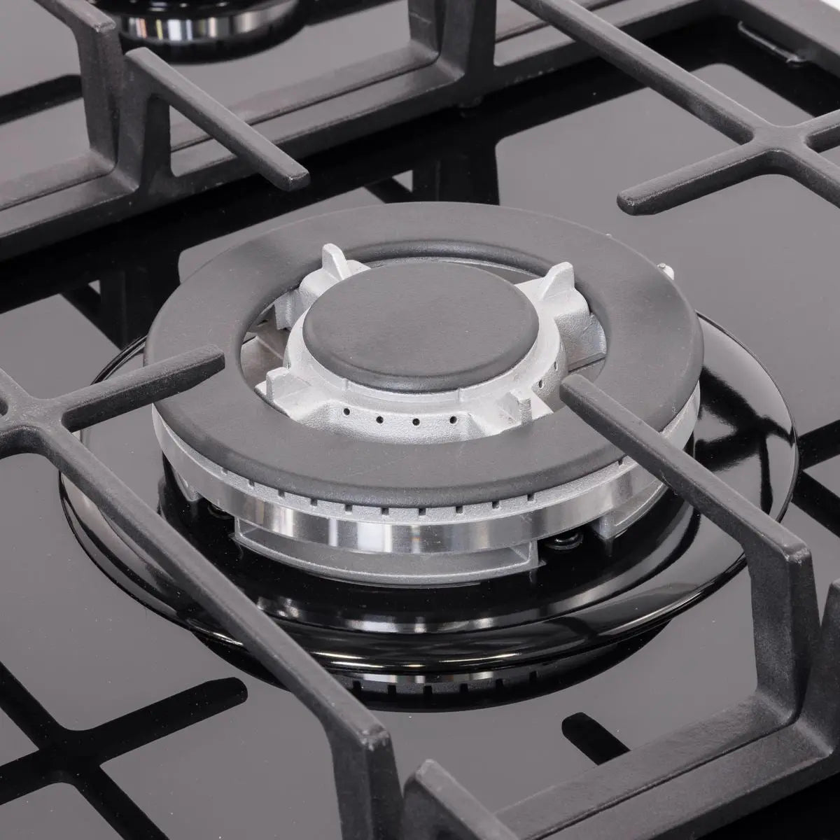 Baridi 90cm Gas Hob Glass with 5 Burners, Cast Iron Supports & Auto Ignition 11kW  White Rose Tools