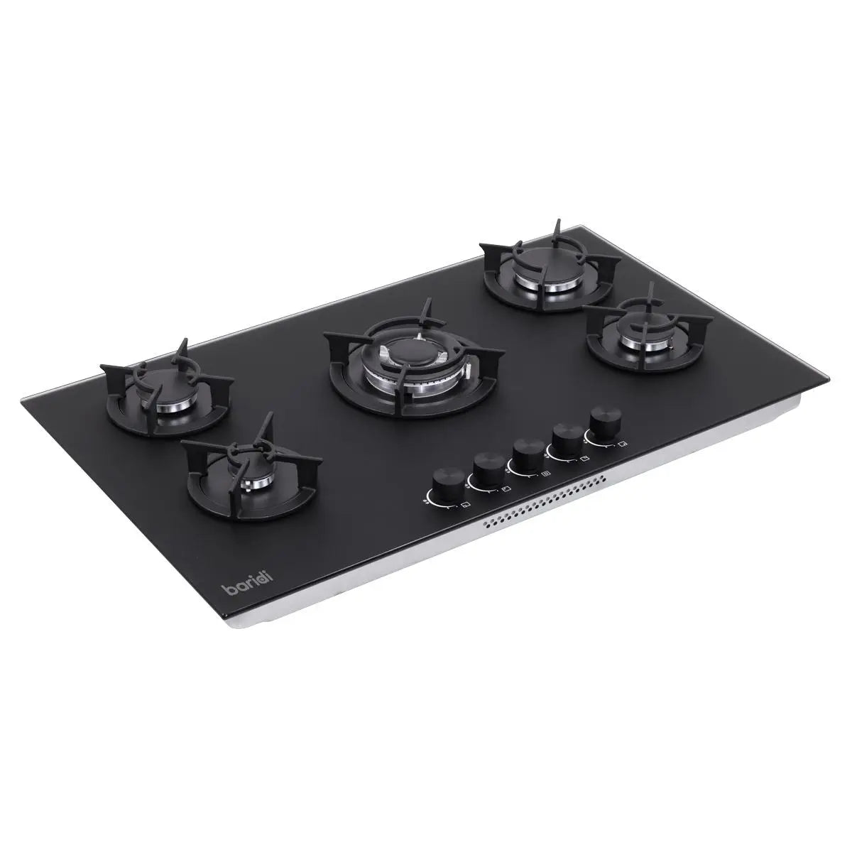Baridi 90cm Gas Hob Matt Black Glass 5 Burners Cast Iron Supports & Auto Ignition 10.4kW  White Rose Tools