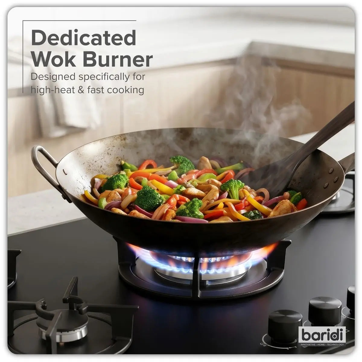 Baridi 90cm Gas Hob Matt Black Glass 5 Burners Cast Iron Supports & Auto Ignition 10.4kW  White Rose Tools