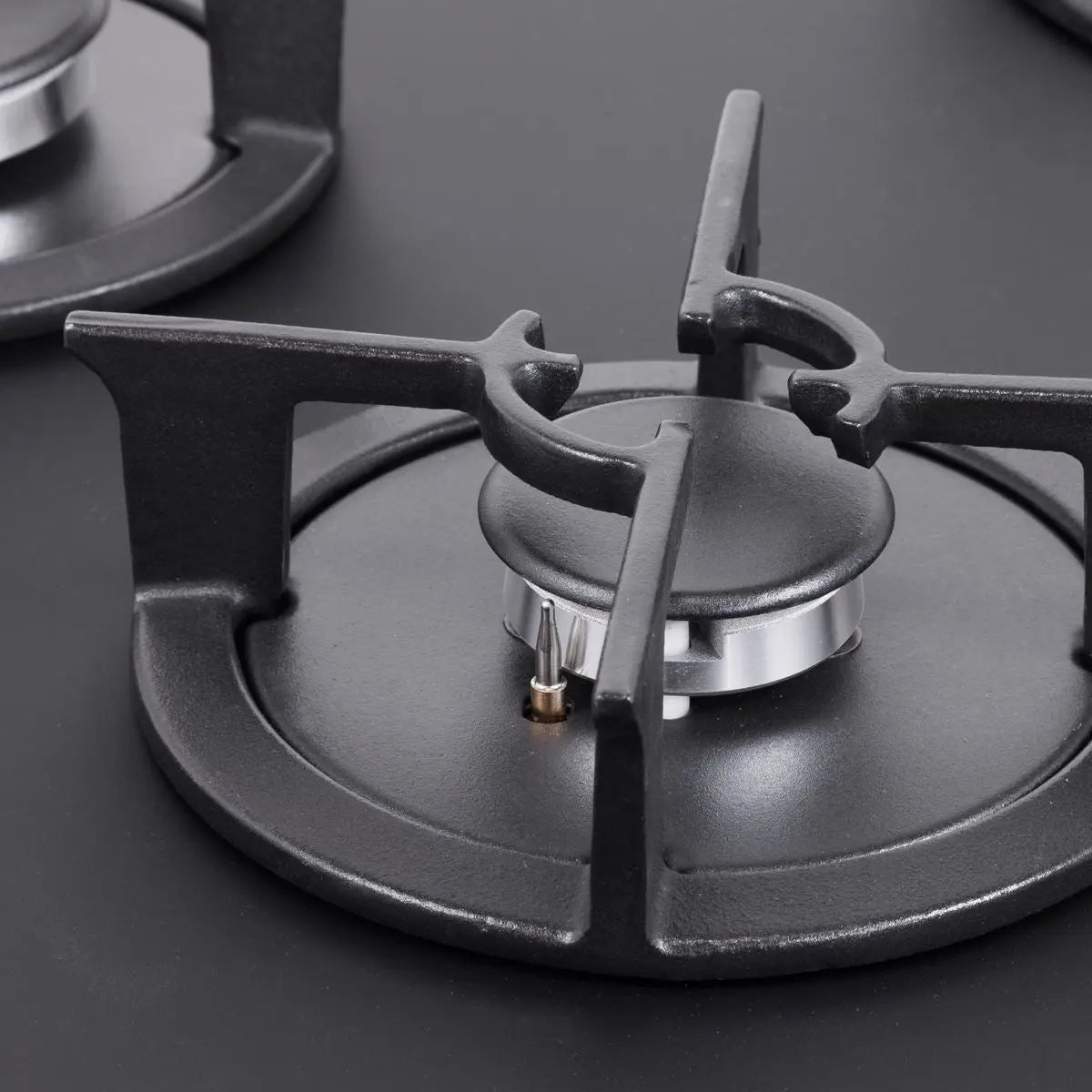 Baridi 90cm Gas Hob Matt Black Glass 5 Burners Cast Iron Supports & Auto Ignition 10.4kW  White Rose Tools