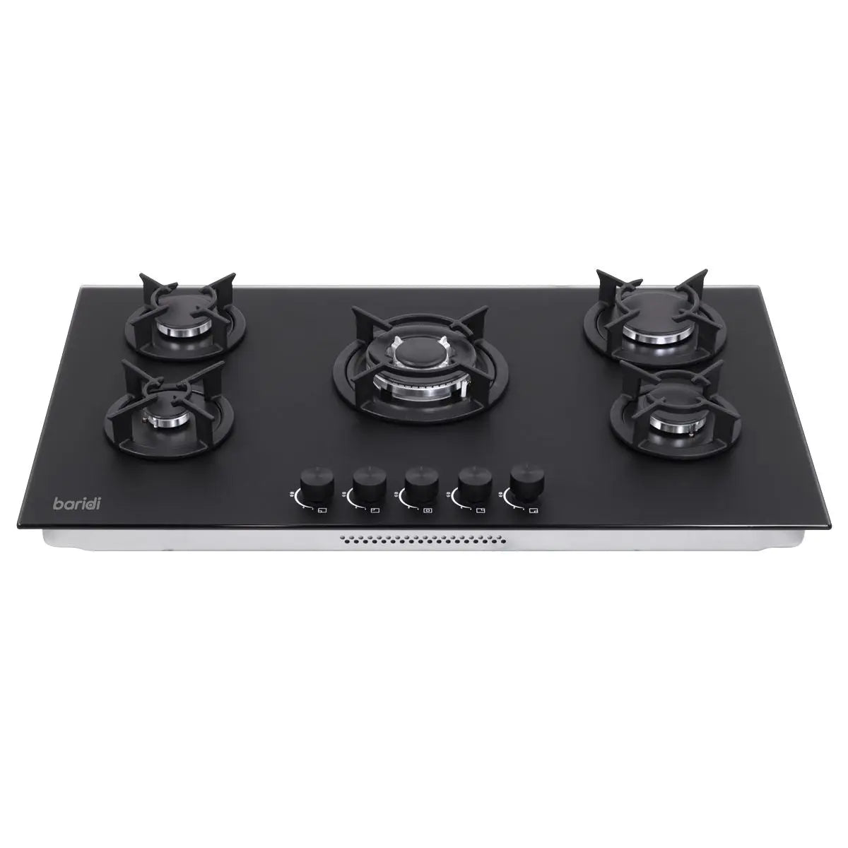 Baridi 90cm Gas Hob Matt Black Glass 5 Burners Cast Iron Supports & Auto Ignition 10.4kW  White Rose Tools