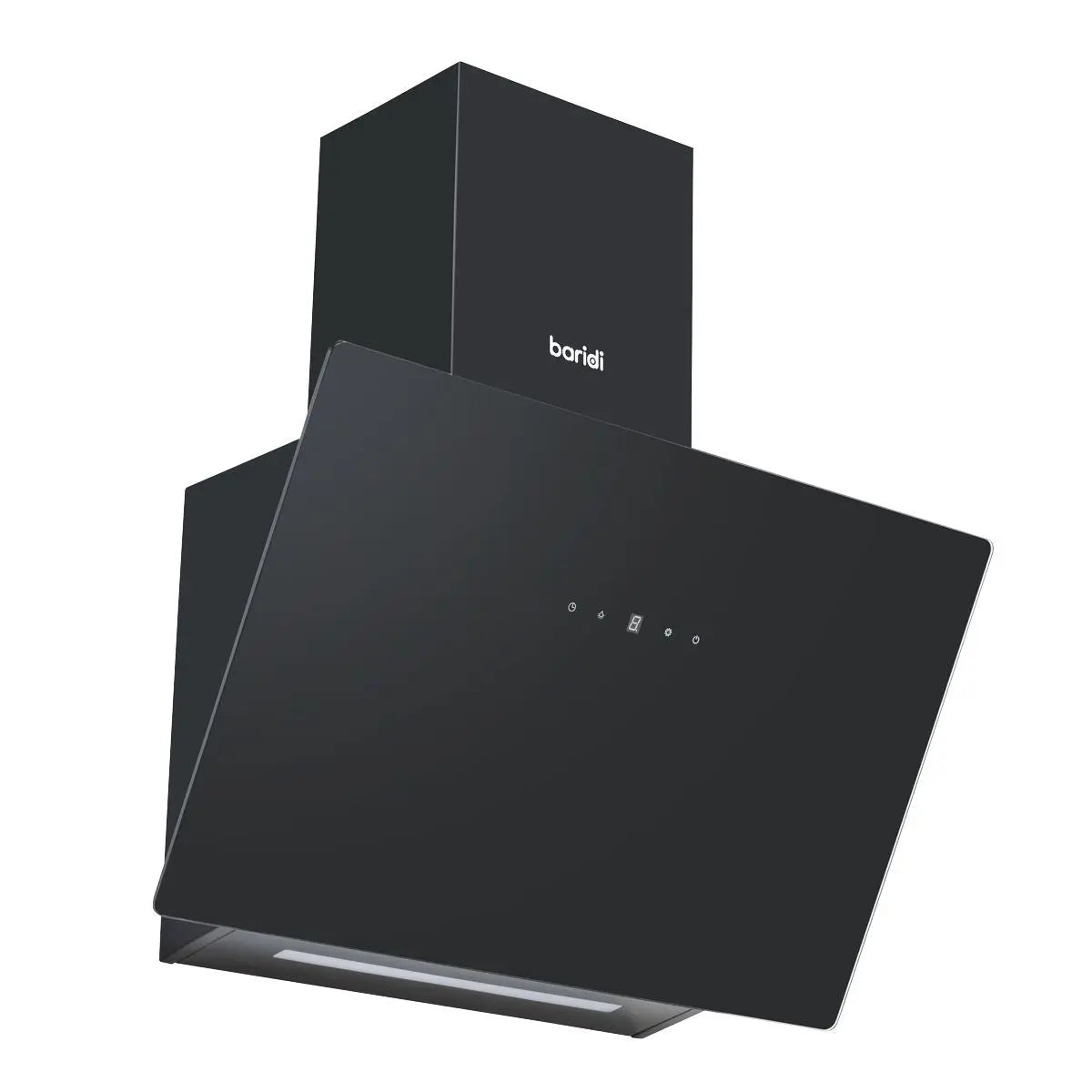 Baridi Angled Chimney Cooker Hood with Touch Controls & Carbon Filters 60cm - Black Glass  White Rose Tools