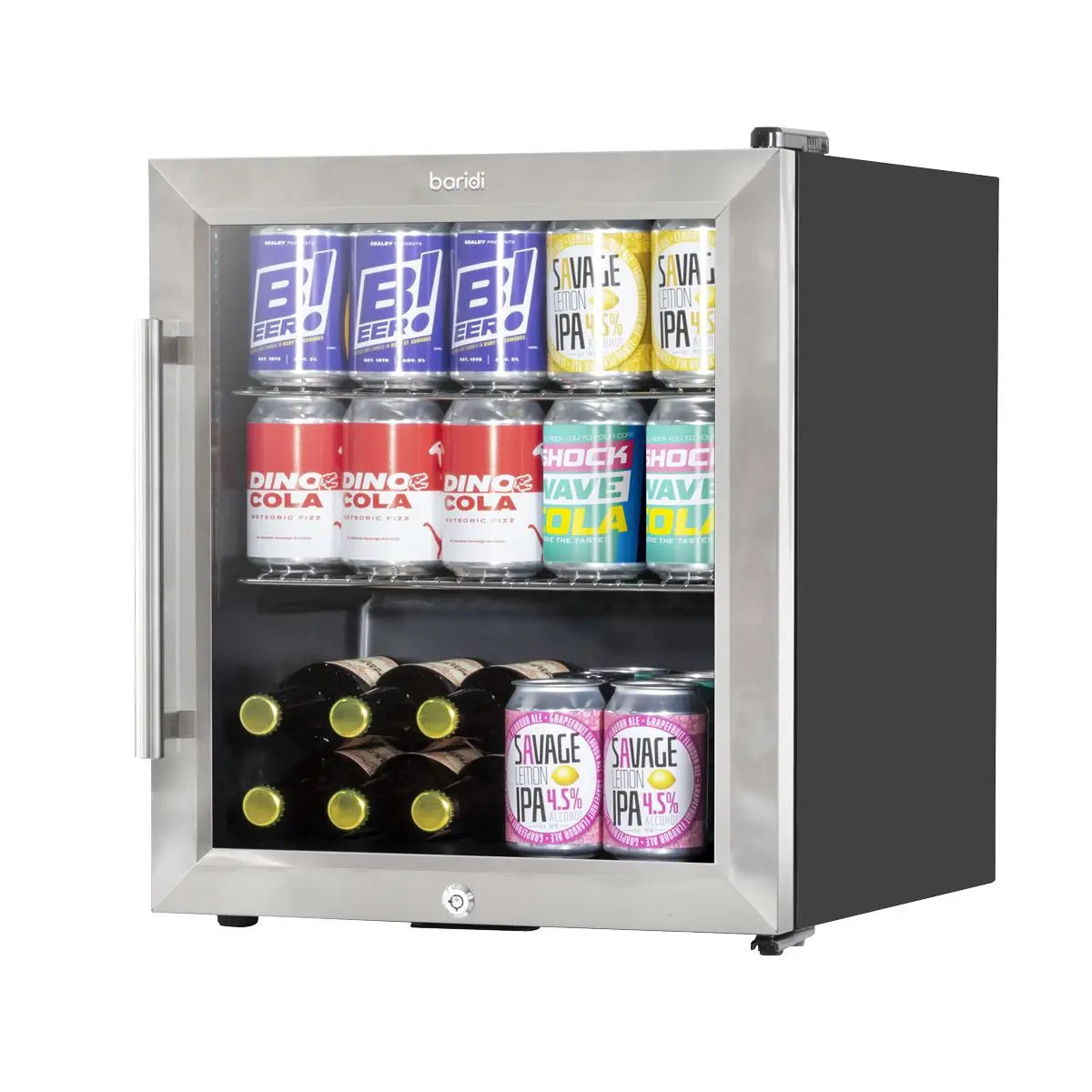 Baridi Baridi 50L Tabletop Drinks Fridge, Mini Beer Cooler, Glass Door, Stainless Steel  White Rose Tools