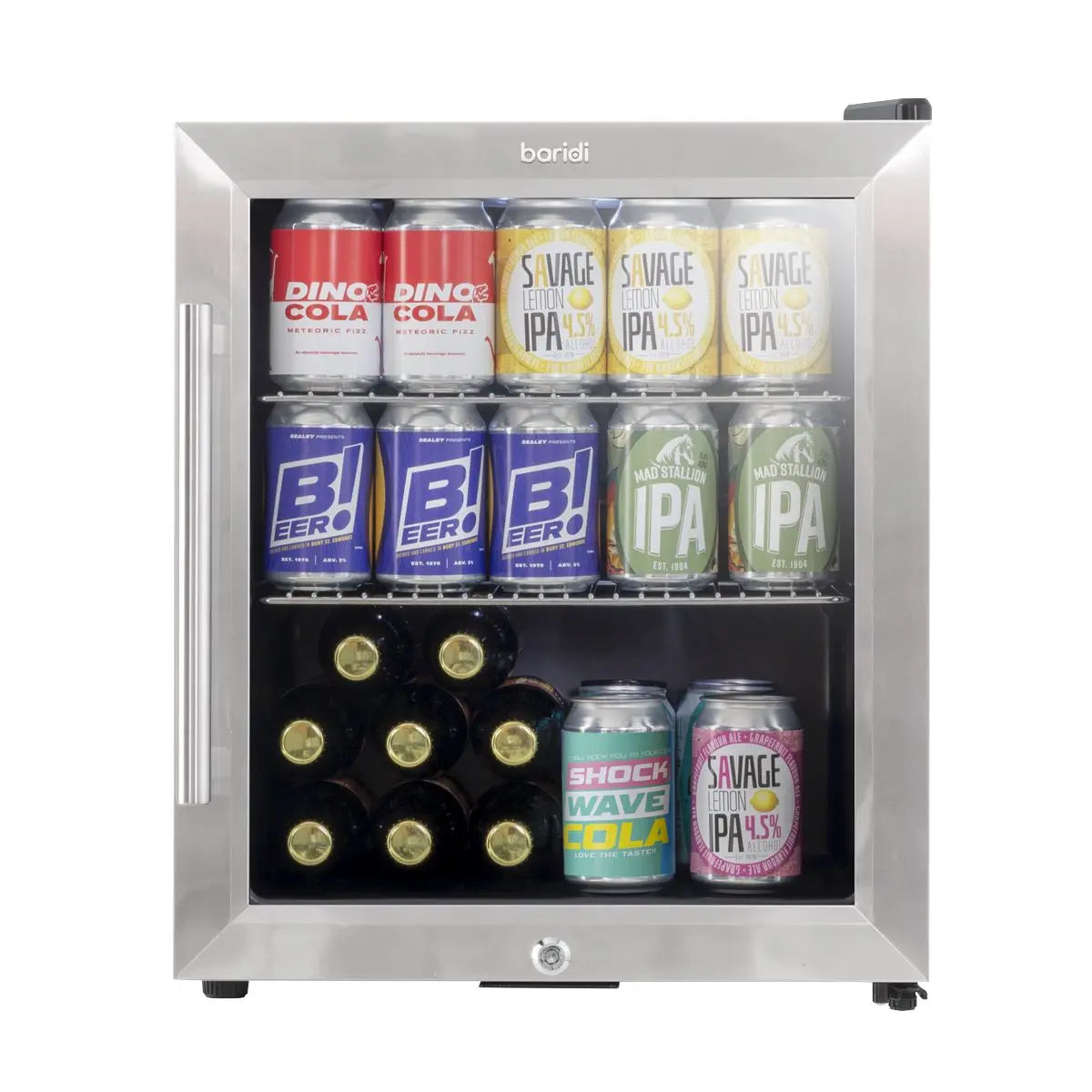Baridi Baridi 50L Tabletop Drinks Fridge, Mini Beer Cooler, Glass Door, Stainless Steel  White Rose Tools