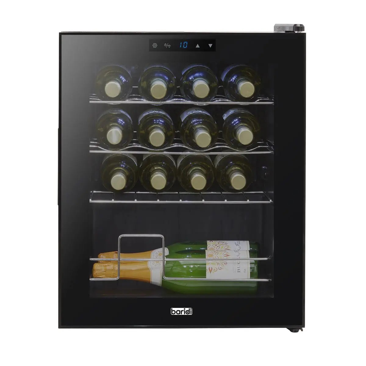 Baridi Black 16 Bottle Wine Fridge Cooler, 5-18°C Touch Controls & LED 430x560mm  White Rose Tools