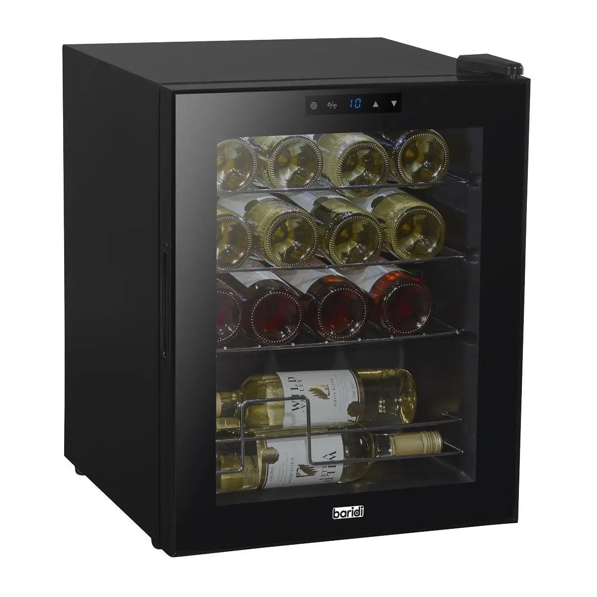 Baridi Black 16 Bottle Wine Fridge Cooler, 5-18°C Touch Controls & LED 430x560mm  White Rose Tools