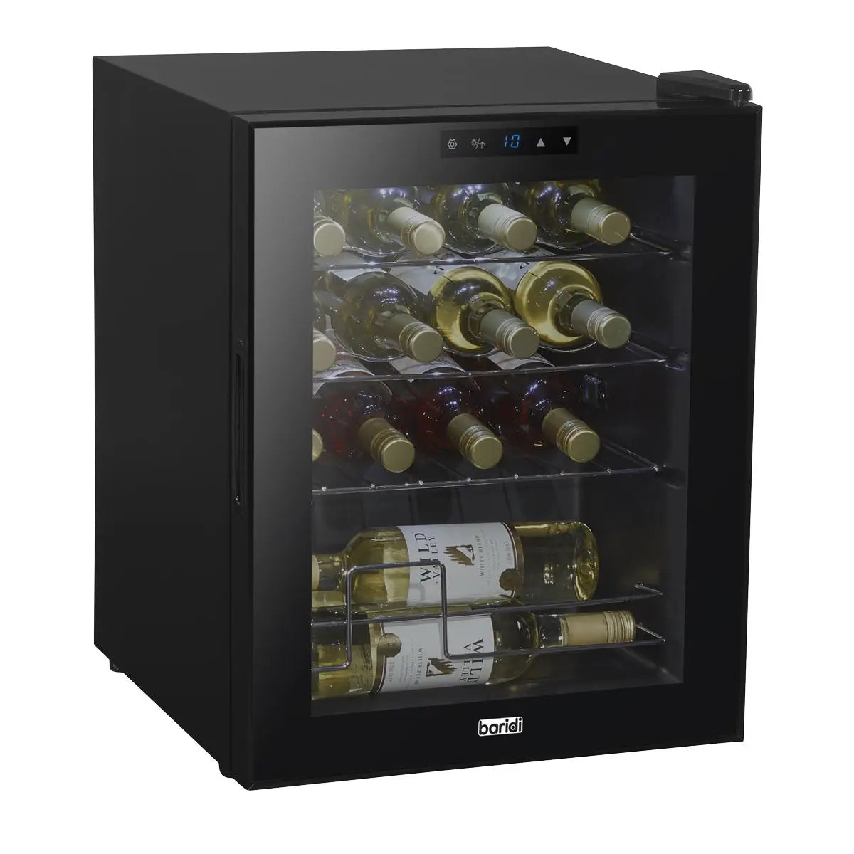 Baridi Black 16 Bottle Wine Fridge Cooler, 5-18°C Touch Controls & LED 430x560mm  White Rose Tools