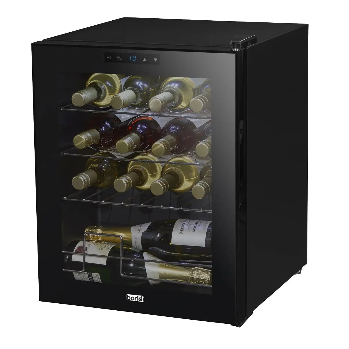 Baridi Black 16 Bottle Wine Fridge Cooler, 5-18°C Touch Controls & LED 430x560mm  White Rose Tools