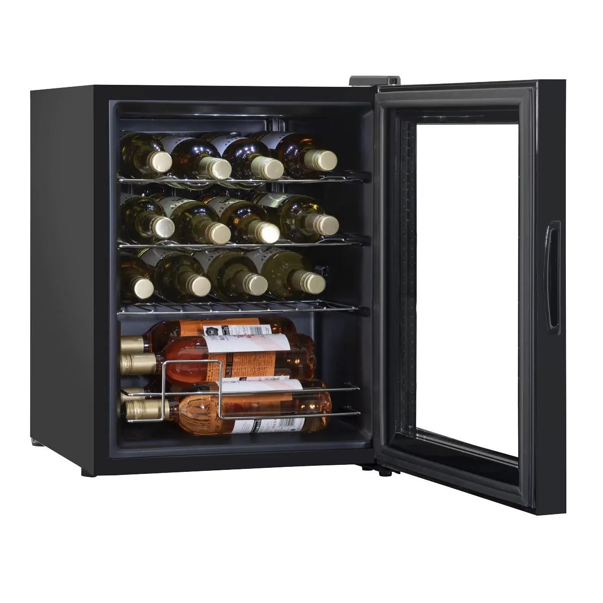 Baridi Black 16 Bottle Wine Fridge Cooler, 5-18°C Touch Controls & LED 430x560mm  White Rose Tools