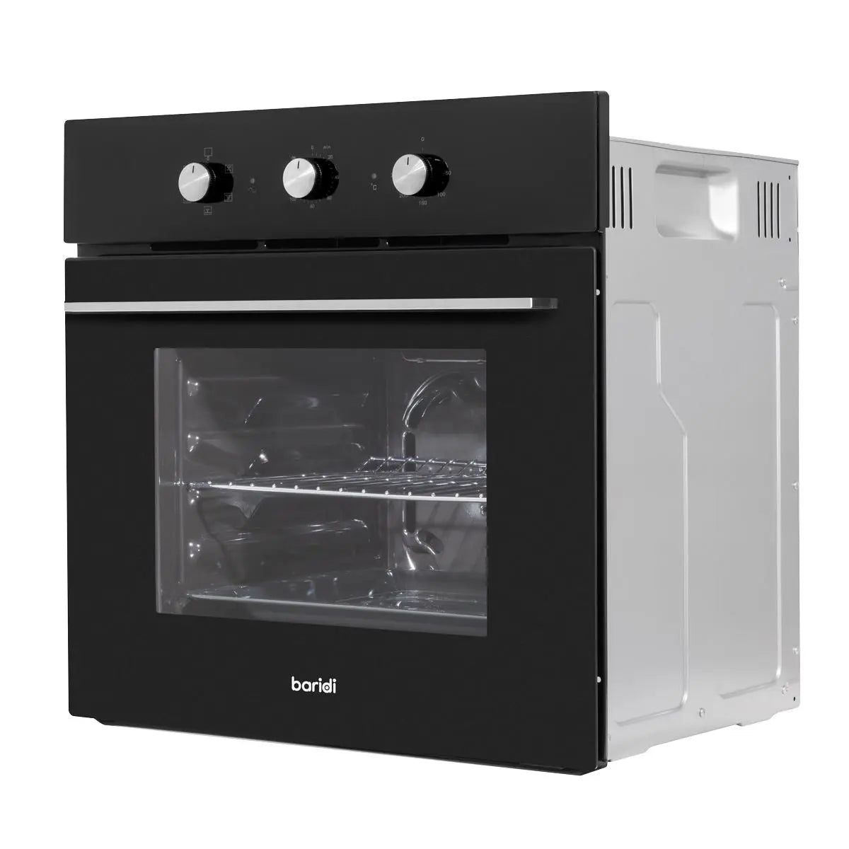 Baridi Built-In 5-Function Fan Assisted Oven with Timer 60cm, 55L Capacity - Black  White Rose Tools